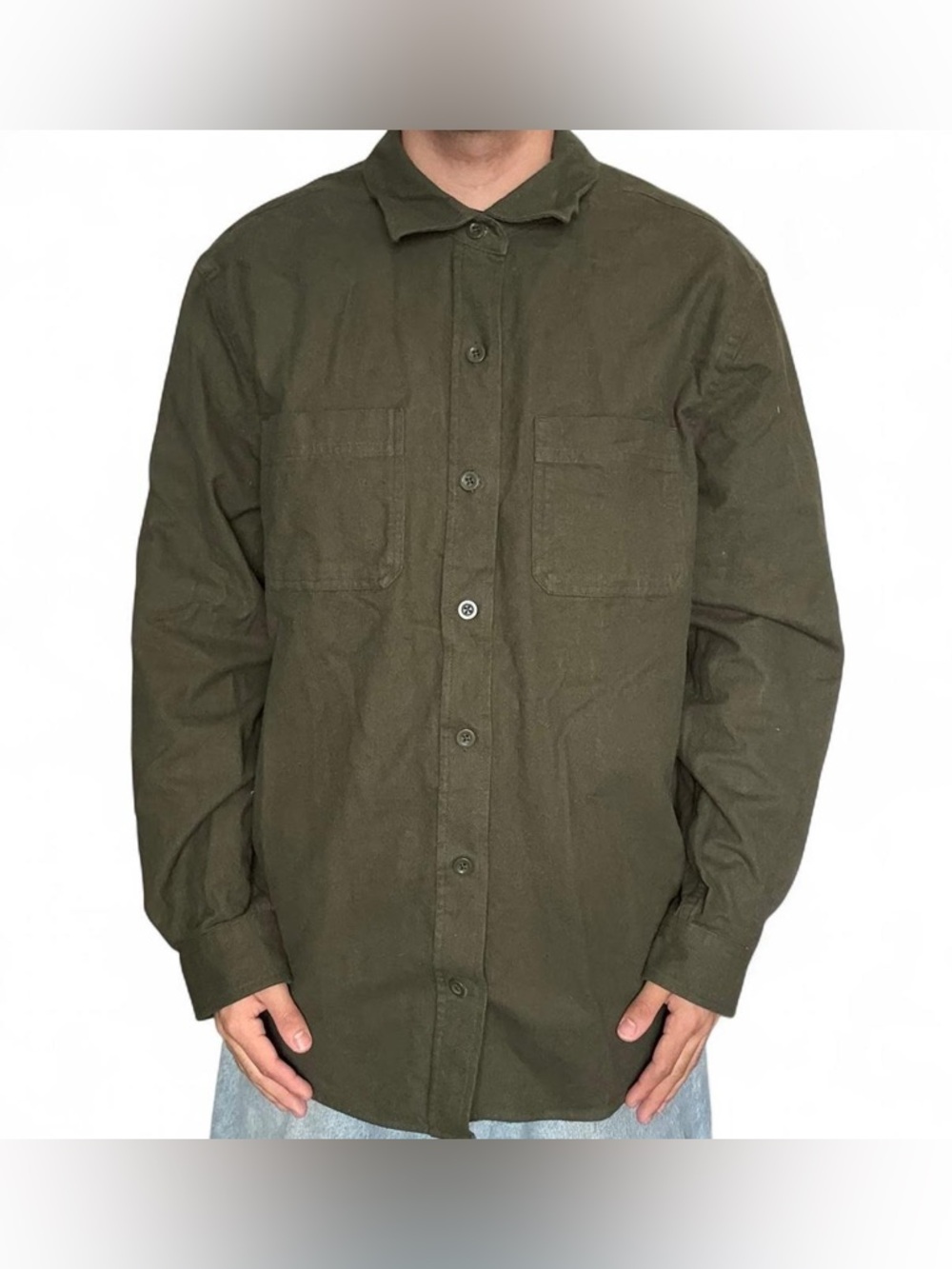 Woolrich Size Large Green Label Cotton Chamois Shirt Chore Workwear Naturecore